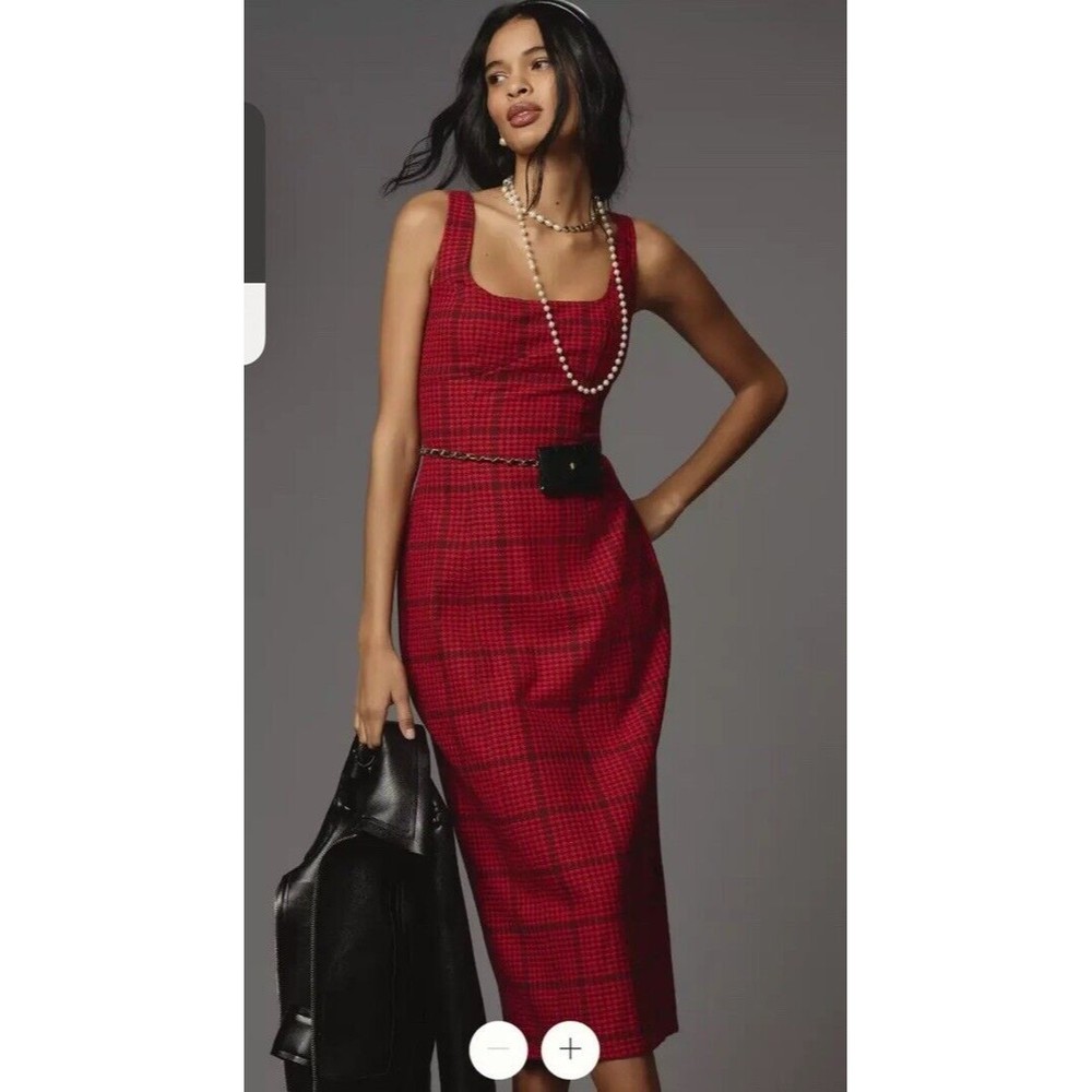 Anthropologie Pilcro Bombshell Tweed Slim Midi Dress Size 10
